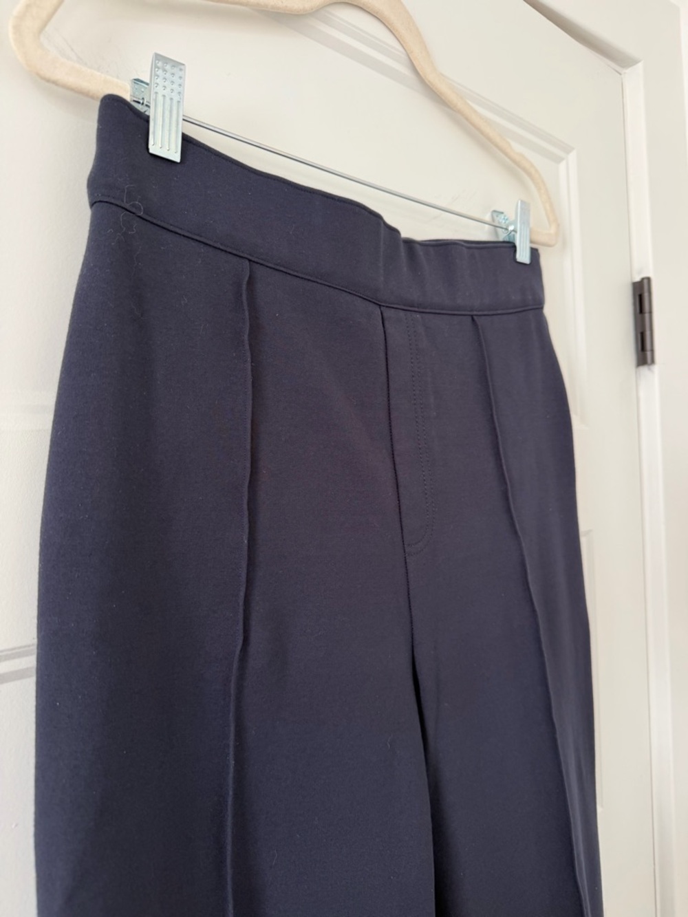Spanx Navy Blue Stretch Womens Ponte Flare Fit Trousers - Size L - Picture 2 of 6